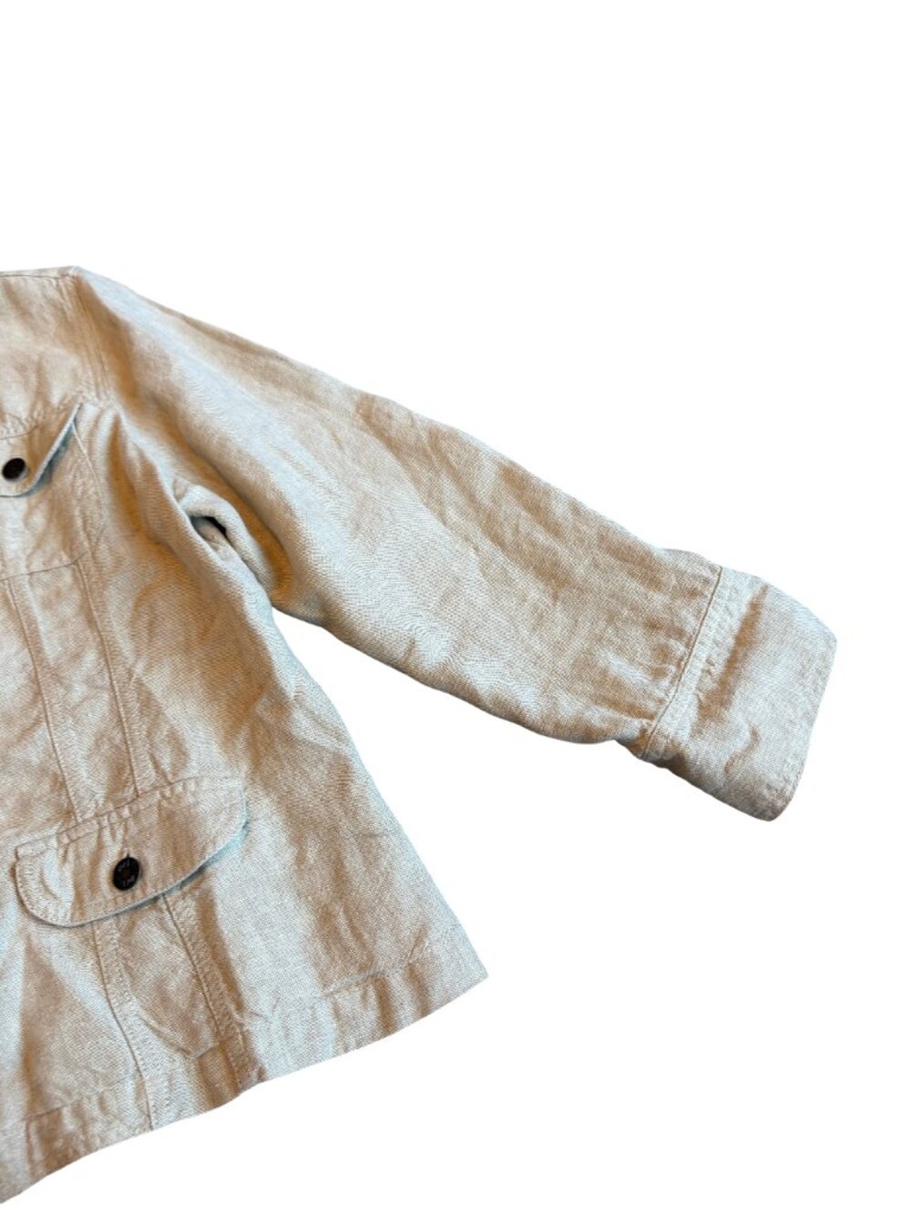 J. Jill Tan Linen Chore Jacket Casual Classy Button Front Collar X-Large Women's - Picture 7 of 12